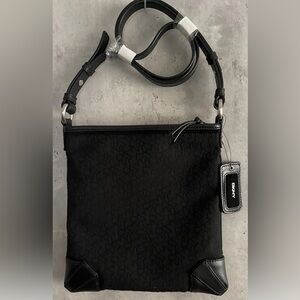 NWOT’s DKNY Black Canvas Leather Handle Adjustable Shoulder Crossbody Handbag